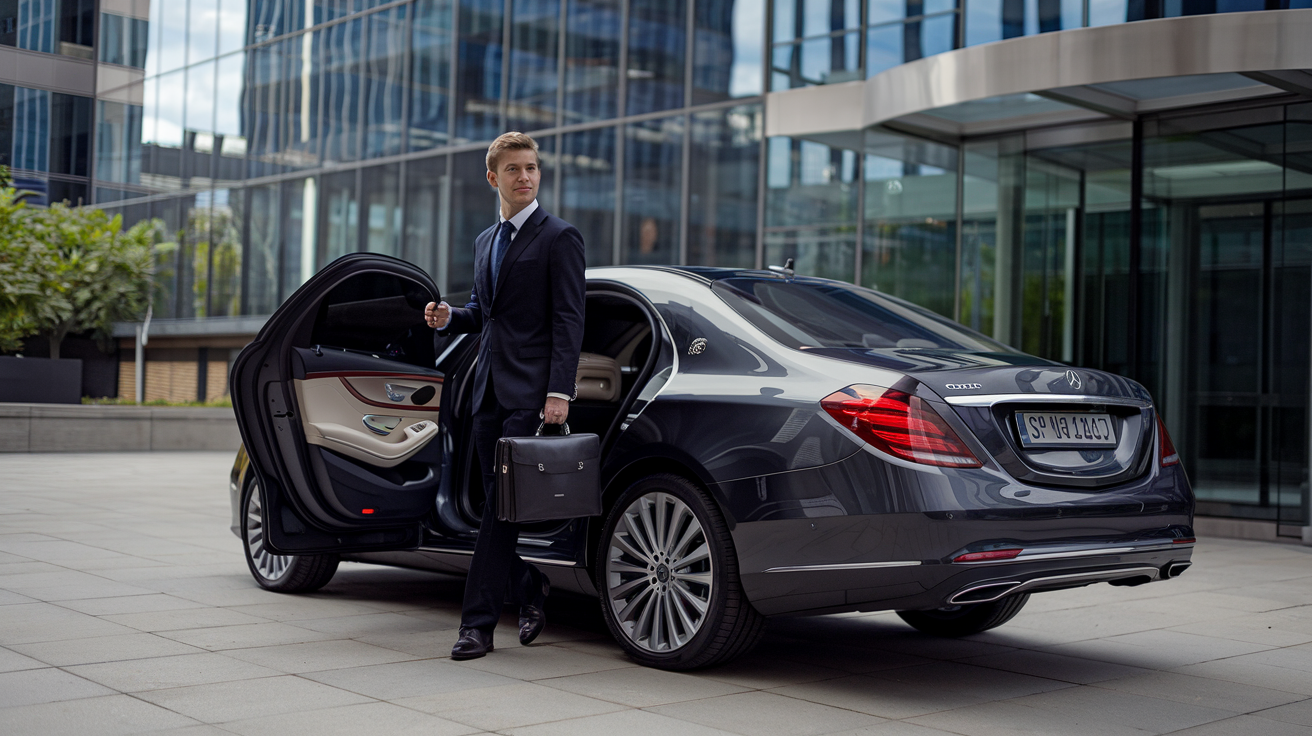 Executive being welcomed by a chauffeur